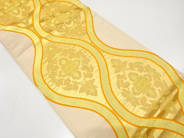 JAPANESE KIMONO / ANTIQUE FUKURO OBI / SILK / WOVEN TATEWAKU PATTERN